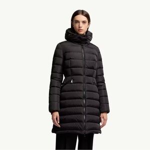 MONCLER Flammette Giubbotto Long Down Puffer Coat Burgundy Size 2